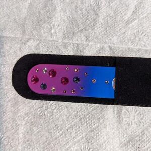 🆕7.5" Pink/Blue Czech Crystal Nail File W/BEAUTIFUL PINK/PURPLE SWAROVSKI CRYST